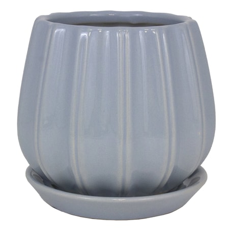 Trendspot Contour 6 in. D Ceramic Planter Blue CR01137S-06M2